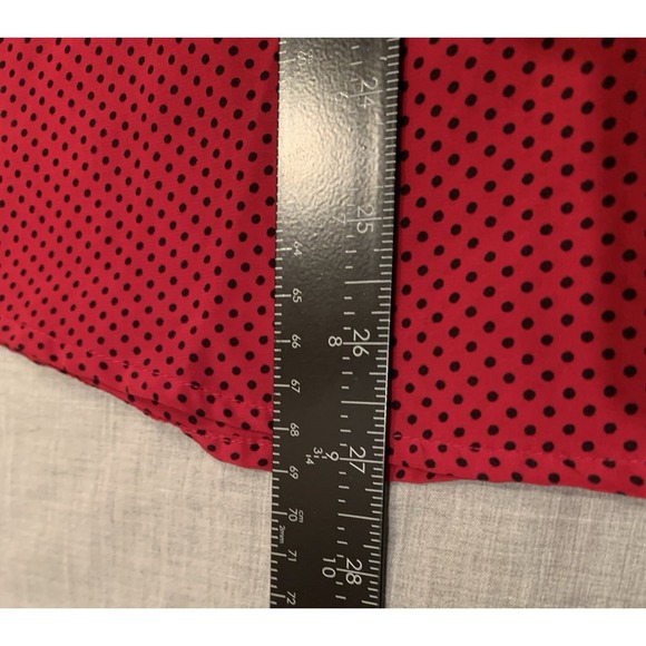 Liz Claiborne Shirt Women's Large Red Black Button Up Polka Dot Collar - Picture 7 of 7